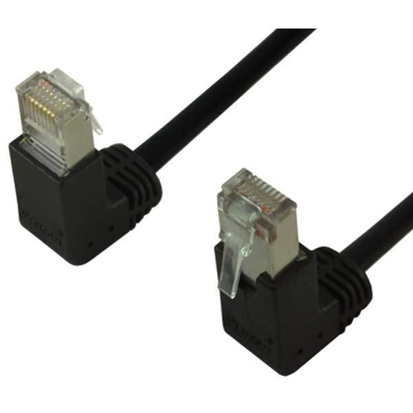 6' CAT5e (350 MHz) STP Shielded Network Cable - Down-Up Angled Connectors - Black